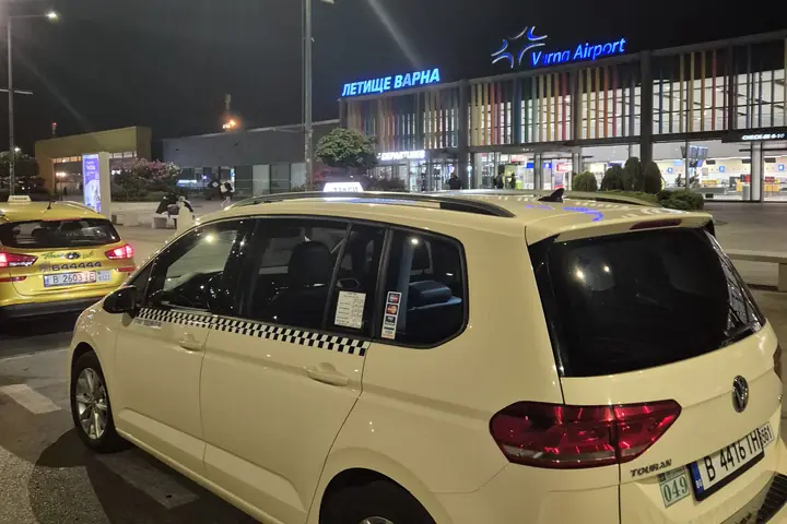 Private transfer car at night