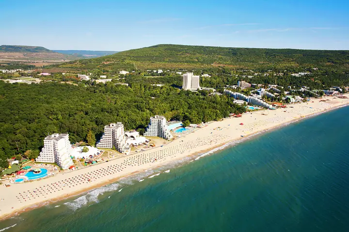 Albena resort and beach from above