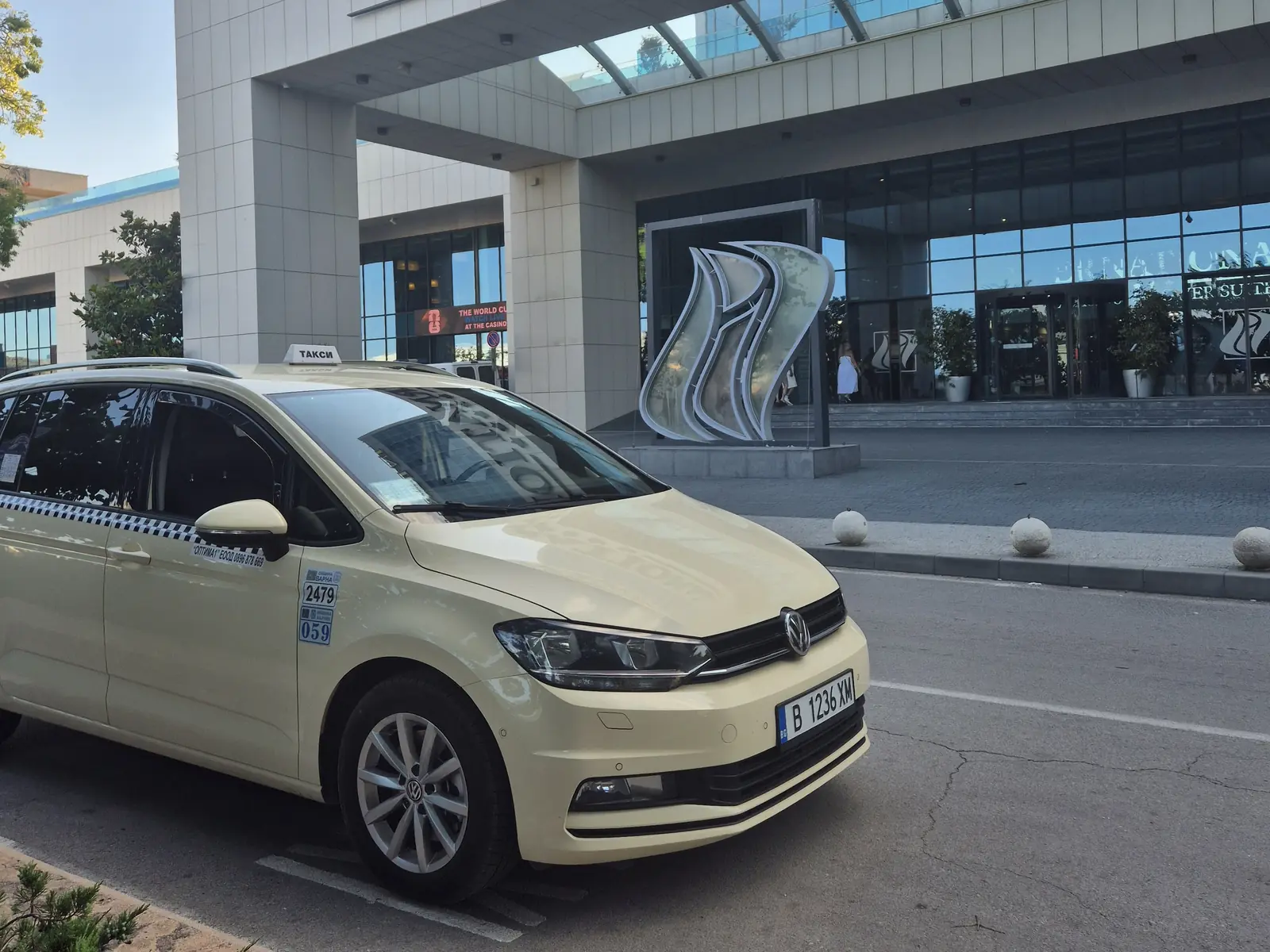 Taxi outside International Hotel in Golden Sands